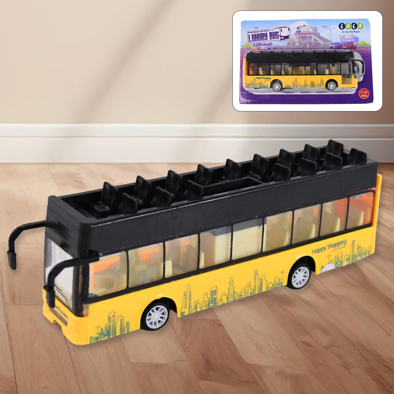 Die-Cast Alloy London Double Decker Bus Toy with Pull-Back Action