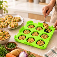 9 Cavity Cutlet and Aloo Tikki Maker Mould with Removable Base Inserts