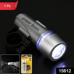White LED bicycle headlight illuminating path
