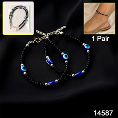Adjustable Evil Eye Bracelet Set with Blue Eye Charms