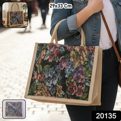 Floral print reusable shopping bag