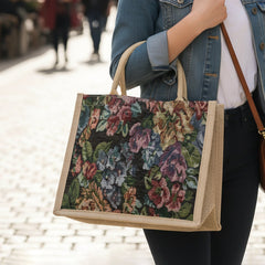 Multipurpose floral print carry hand bag front view