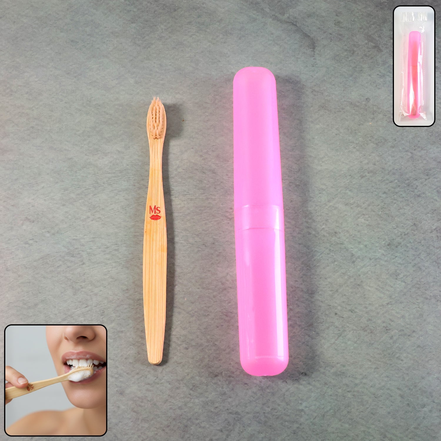2-in-1 Soft Toothbrush and Tongue Cleaner with Cover front view