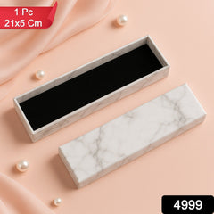 Marble finish rigid cardboard jewelry gift box 21x5cm with velvet insert