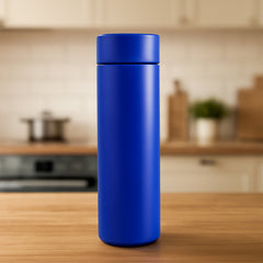 Blue insulated bottle ideal for camping and travel