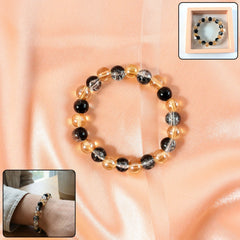 Dual-Tone Crystal Beaded Stretch Bracelet front view
