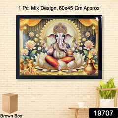 Lord Ganesha painting displayed in a modern office