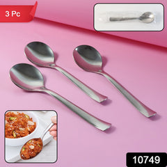 Close-up of rust-resistant oval dining spoon with comfort-grip handle