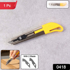 Heavy-Duty Stainless Steel Body Utility Cutter Knife (1 Pc / With 2 Extra Blade)