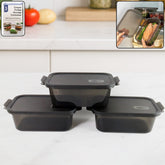 Rectangular food storage containers set with clip-lock lids