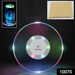Colorful LED Cocktail Coaster glowing with multiple colors