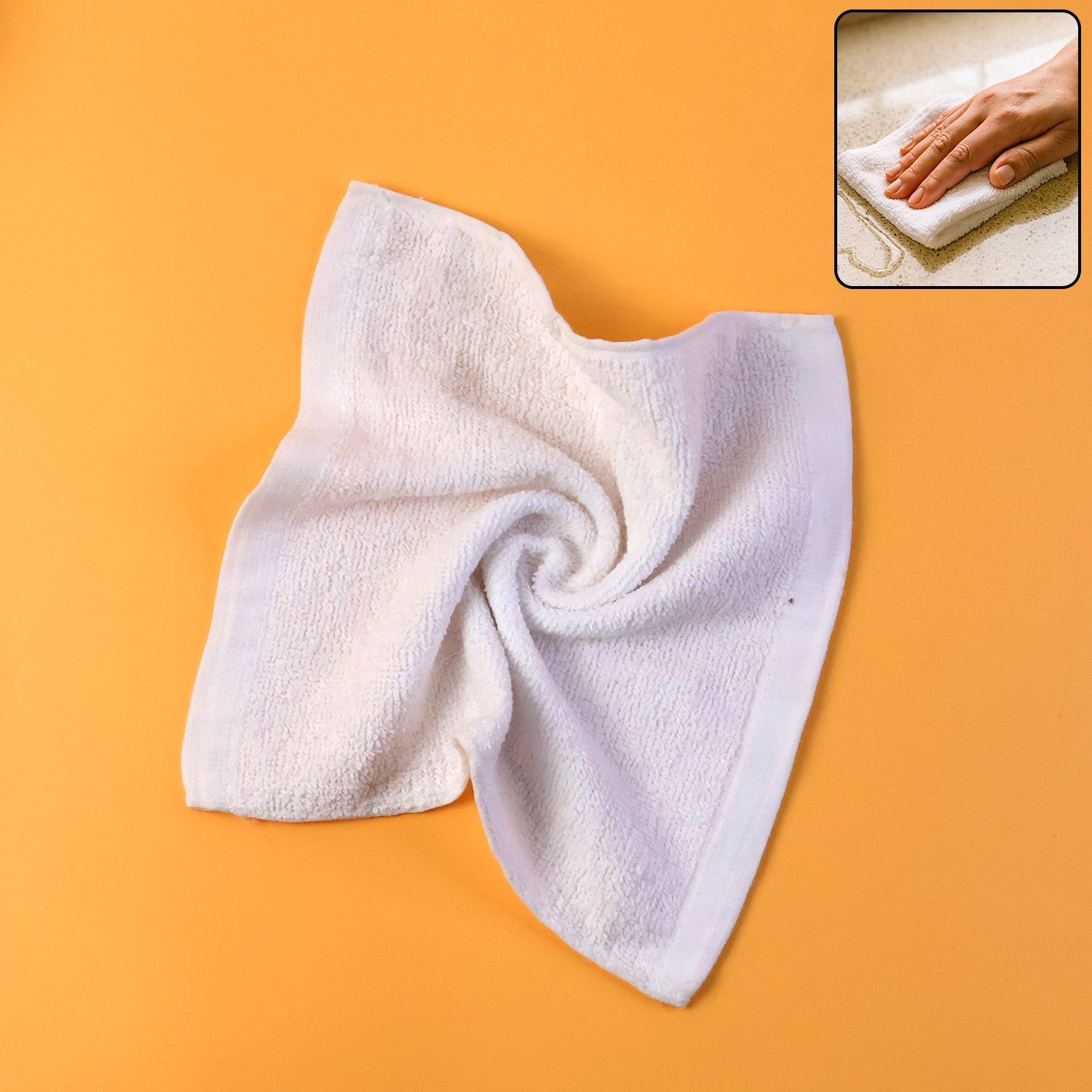 Heavy-duty multipurpose microfiber cleaning cloth folded on white background