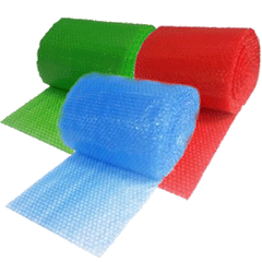 Close-up of colorful bubble wrap for packing