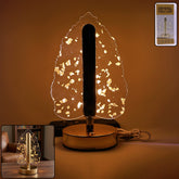 Golden Crystal Leaf-Shaped LED Table Lamp with USB Charging