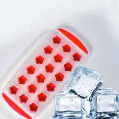 Flower shaped ice cubes removed from silicone tray