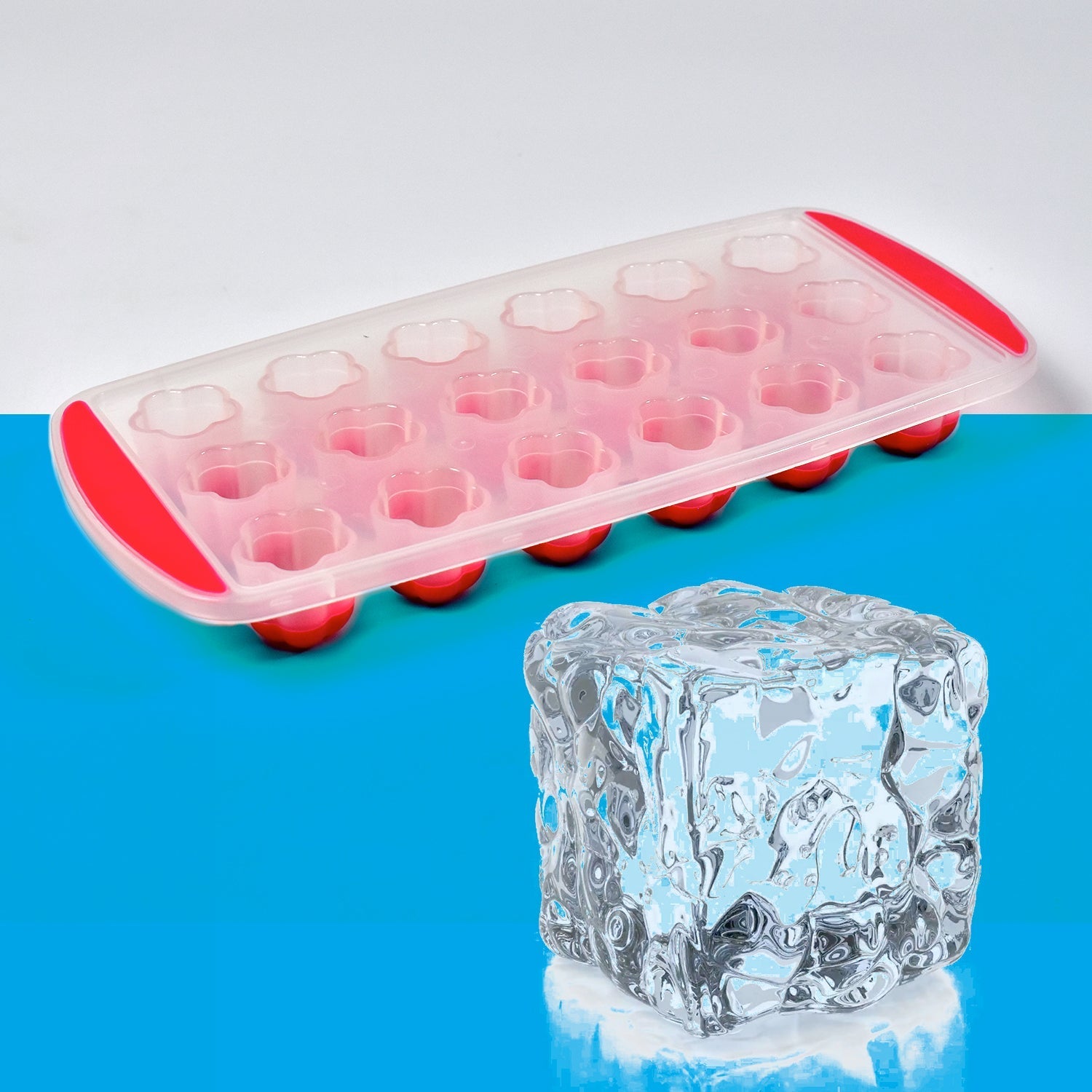 Flower shape silicone ice tray with 18 cavities