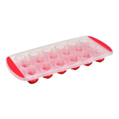 Silicone ice tray filled with water on countertop