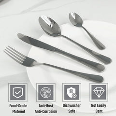 Elegant dining set arrangement with polished cutlery