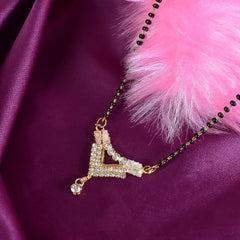 Stylish Gold-Plated Mangalsutra for Women (Single Line, Diamond Beads)