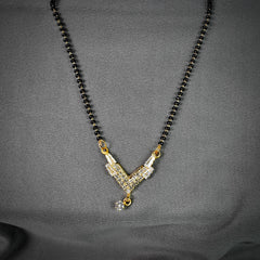 Floral Mangalsutra Necklace for Women (Double Strand, Black & Gold)