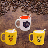 Mixed design coffee mug with spoon in gift box