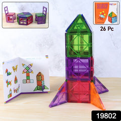 Close-up of colorful click & build magnetic tiles
