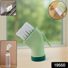 Multipurpose scrub brush attached to water bottle for deep cleaning