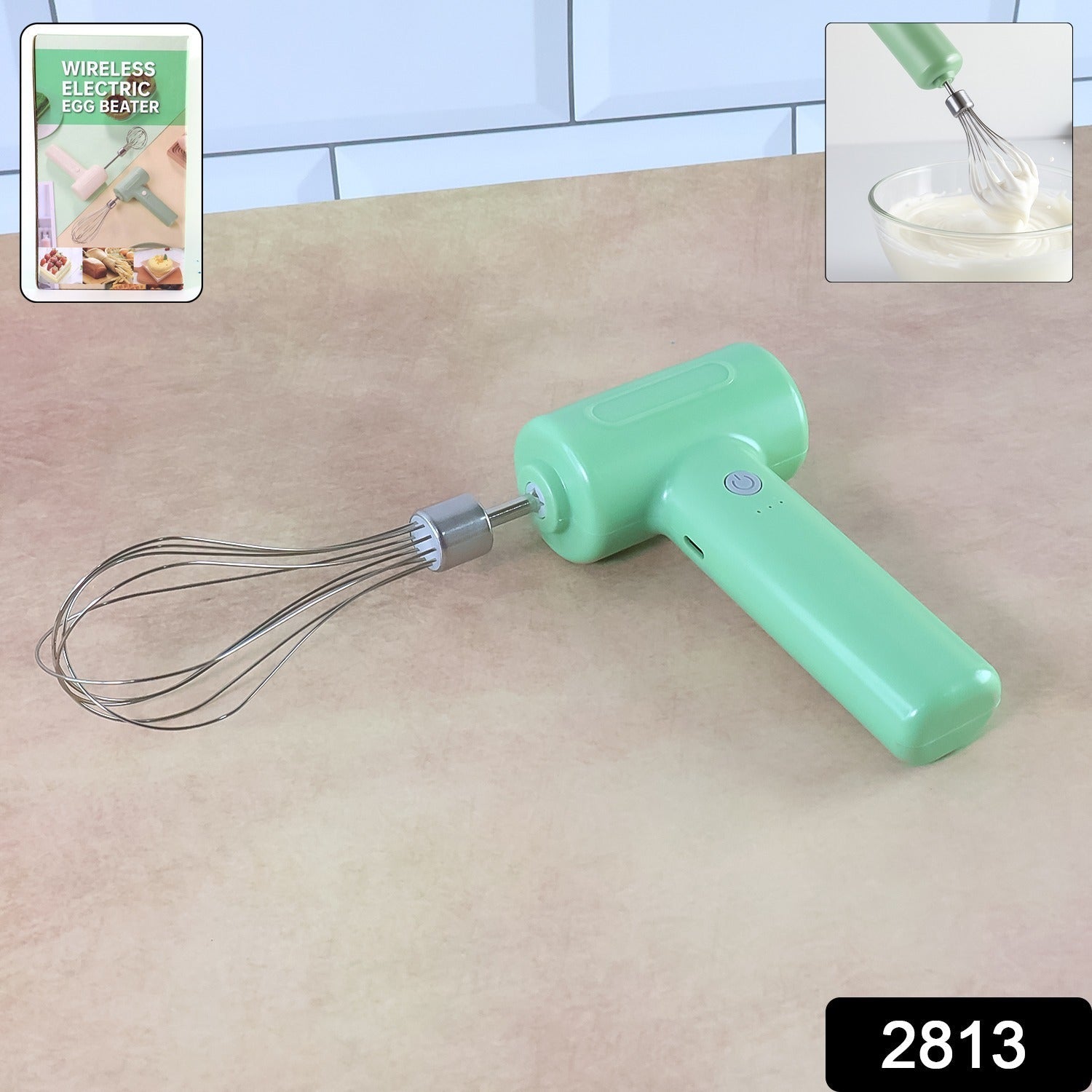 Cordless Electric Whisk with ergonomic handle and balloon whisk
