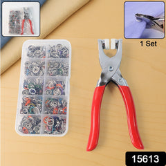Ergonomic snap button plier installing a fastener