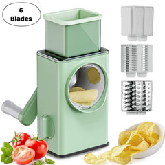 All components and 6 interchangeable blades of the multifunctional vegetable chopper