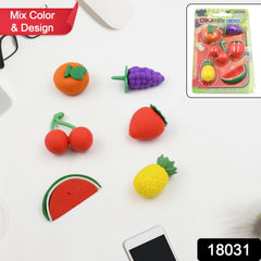 Close-up of mini creative erasers in bright colors