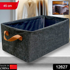 Foldable Cotton Linen Storage Box with Handles – 45 cm Organizer