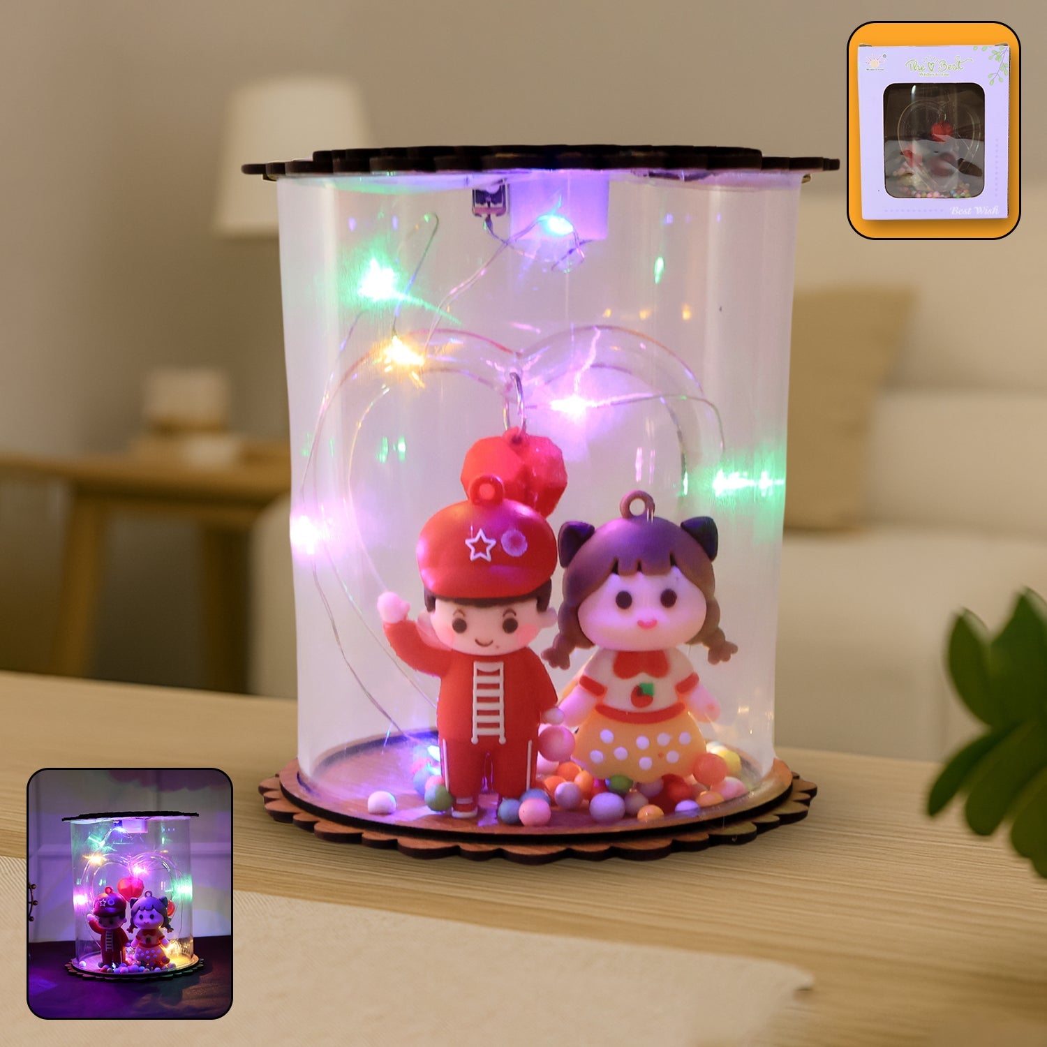 Cute LED Light Figurine Snow Globe