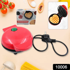 Mini Waffle Maker with Open Lid and Waffle Inside