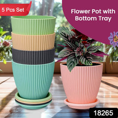 Set of Plastic Flower Pots for Home Gardening