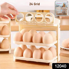 Foldable egg tray showing open layers