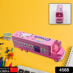 Double Decker Magic Truck Compass Multi Level Metal Pencil Case