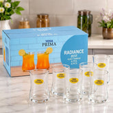 Yera Prima Radiance Zest Curved Glass Tumbler Set for Water and Juice (6 Pc)