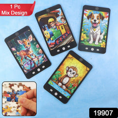Colorful cartoon puzzle pieces for kids