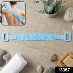 Silicone body back scrubber belt hanging for storage