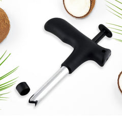 Coconut opener tool ready for use on fresh coconut