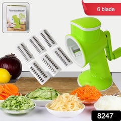 6 in 1 Multi functional Vegetable Cutter & Slicer Hand Machine Cutting, Slice, Cut Thick, Cut Silk All in one Γ’β¬βVegetable Chopper Cutter & Slicing Cutter Barrel - Vegetable Grater with 6 Removable Blades