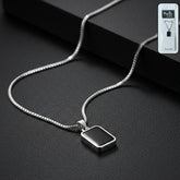Premium men's stainless-steel pendant chain with black rectangular pendant
