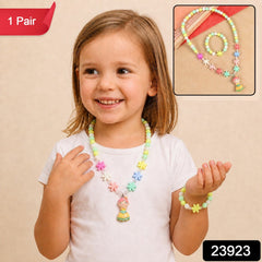 Kids bead necklace and bracelet set, 1 pair pack