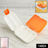 Portable pill organizer box with snap lock lids