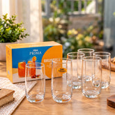Yera Prima Brussels Zest Clear Glass Tumbler Set for Water and Juice (6 Pc)