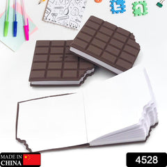 Open chocolate shaped pocket diary showing blank pages
