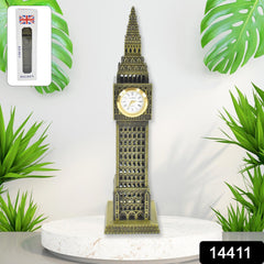 Close-up of Big Ben miniature metal statue details