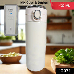 Smart Vacuum Insulated Water Bottle with LED Temperature Display, Cold & Hot | Leak Proof | Office Bottle | Gym | Home | Kitchen | Hiking | Trekking | Travel Bottle (Mix Color & Design / 420 ML)
