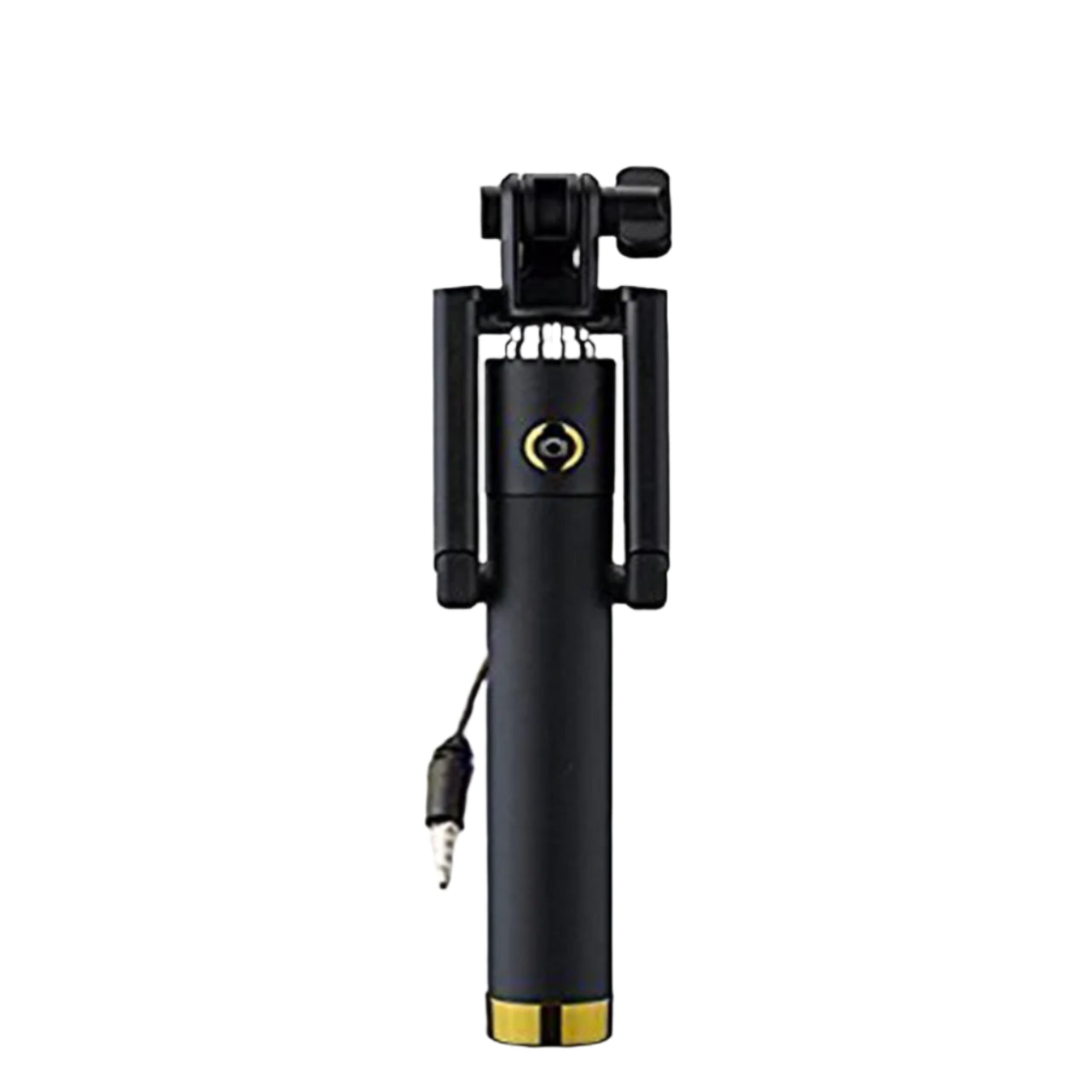 Compact selfie stick for smartphones with aux wire